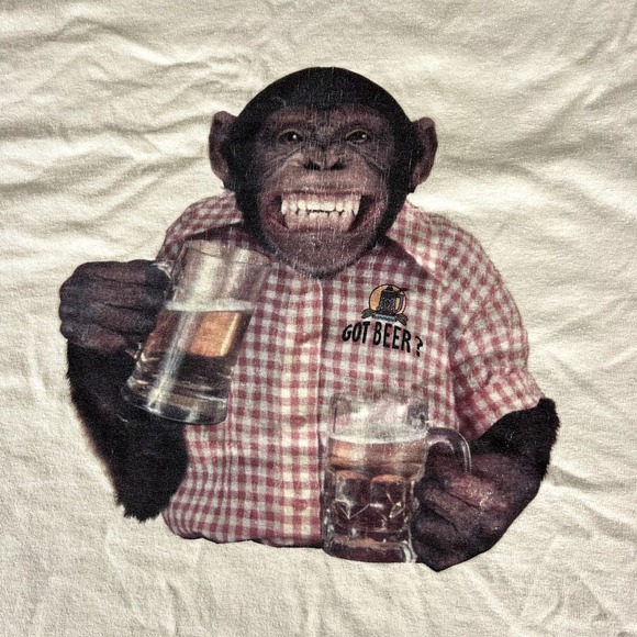 y2k 'got beer' monkey T shirt size large - Picture 2 of 5